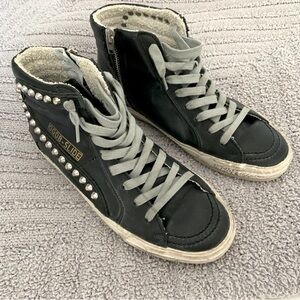 Golden Goose Black and Gray Slide High-Top Sneakers